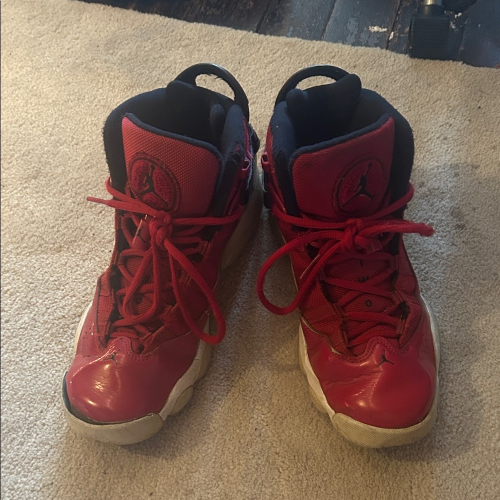 Jordan Kids Red and Black High-Top Sneakers